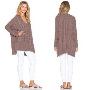 Free People x Revolve Easy Oversized Cable Knit 
V Neck Tunic Sweater Women XS